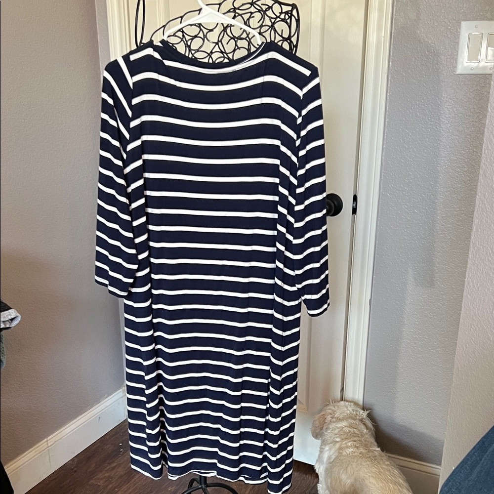 MIX Navy and White Striped Midi Dress - Picture 3 of 3